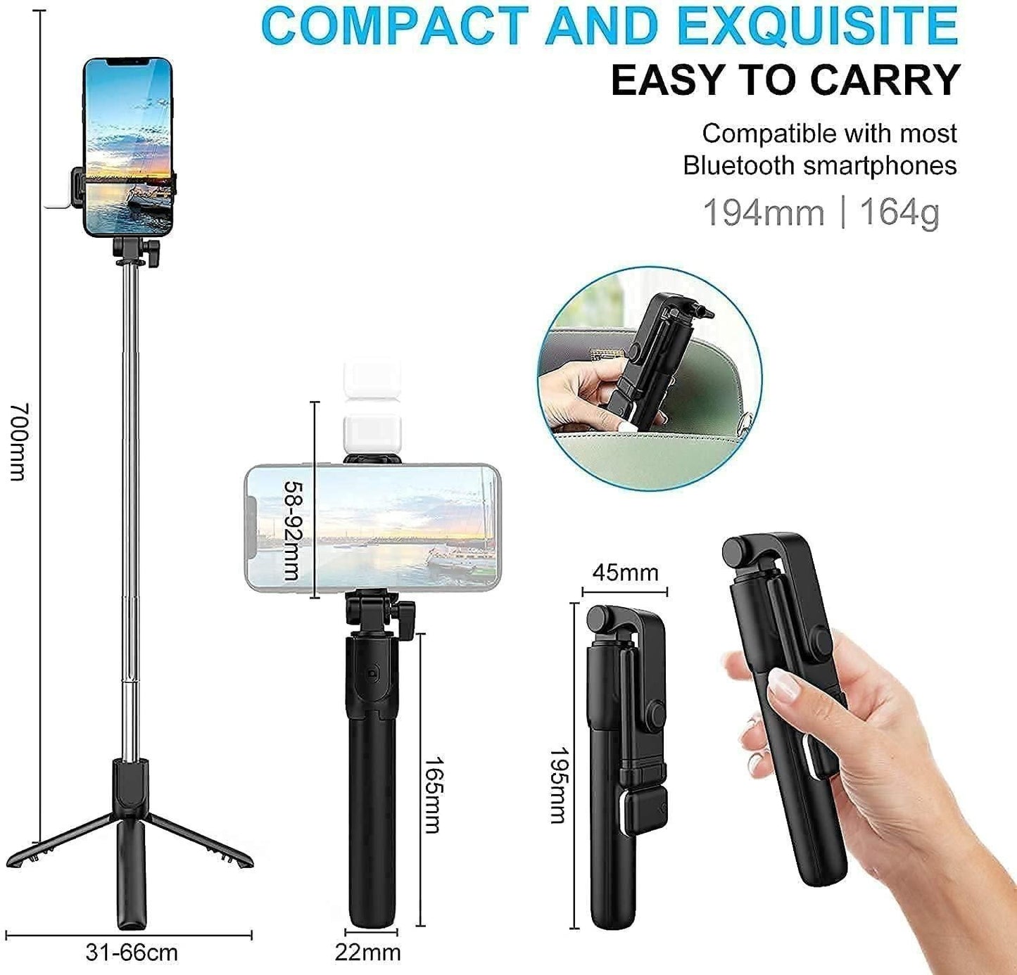 🤳 Extendable Flash 3-in-1 Selfie Stick Tripod 📸