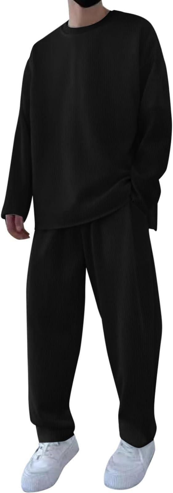 π€ Men's Solid Black Round Neck Co-ord Set β Style Meets Comfort! ππ