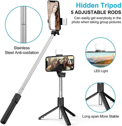 🤳 Extendable Flash 3-in-1 Selfie Stick Tripod 📸