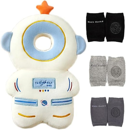Baby Head Protector Cushion Backpack with 3 Baby Knee Pads