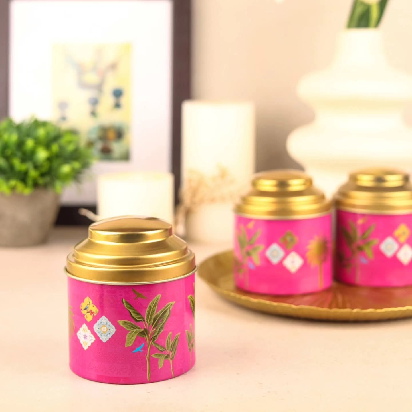 🌟 Dry Fruit Tray Round with 3 tins 🌟