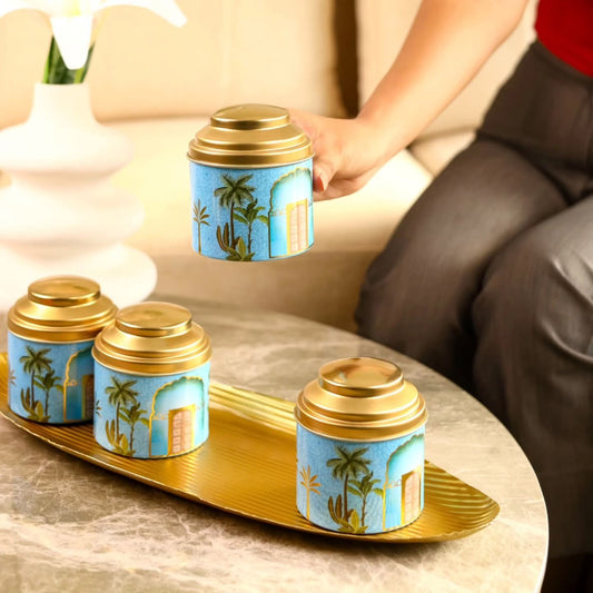 🌟 Dry Fruit Tray Round with 3 tins 🌟