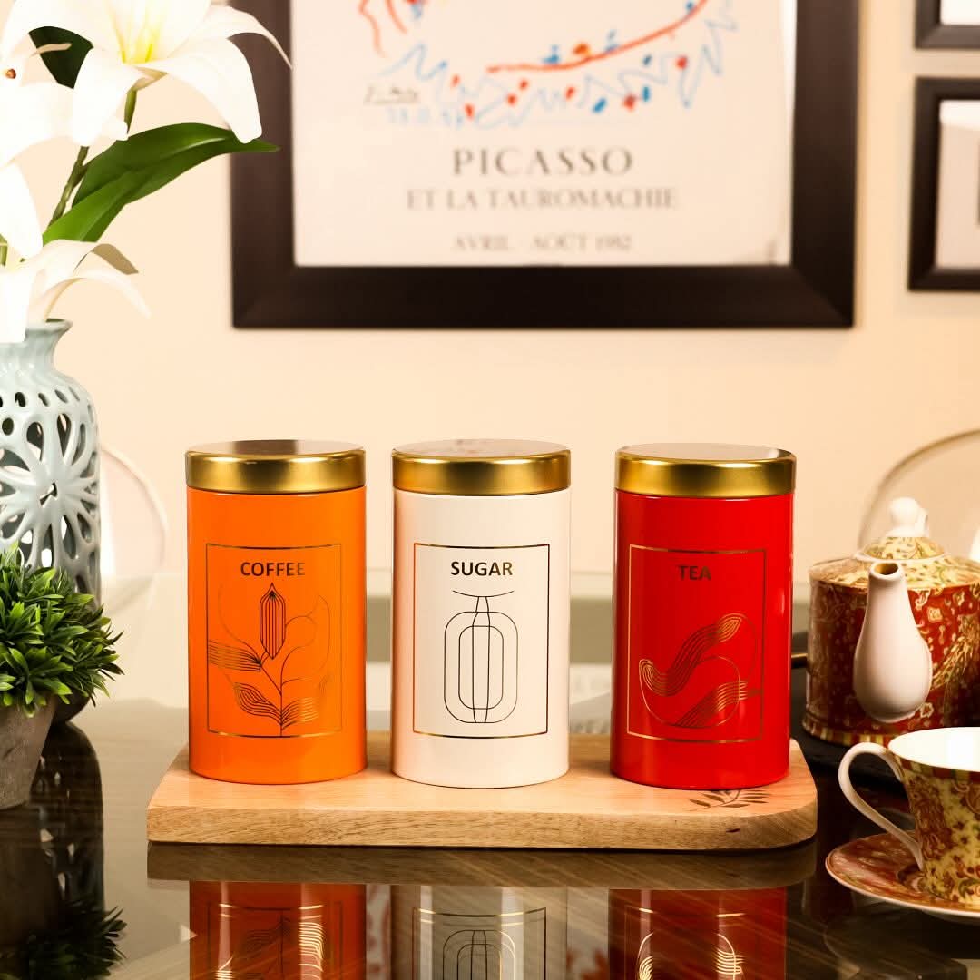 ☀️ Tea Coffee Sugar Airtight Tin-1 litre ☕💖